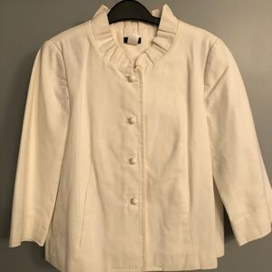 J Crew White Pea Coat, Size 8